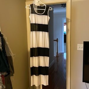 White and black striped see through maxi dress (black is mesh)